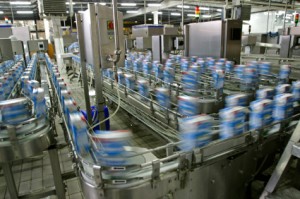 production line in modern dairy factory